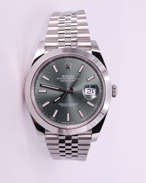 Rolex Datejust 41 126300 - Mint Green Dial, Smooth Bezel, Jubilee Bracelet