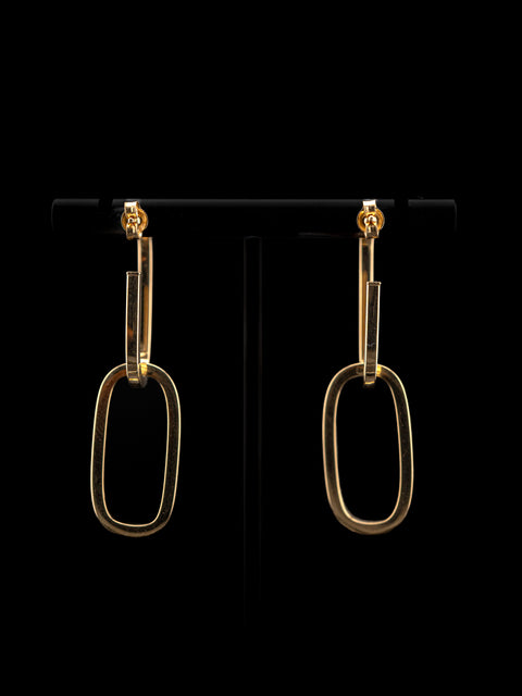 14K Yellow Gold Link Hoop Earrings (3g) - 900