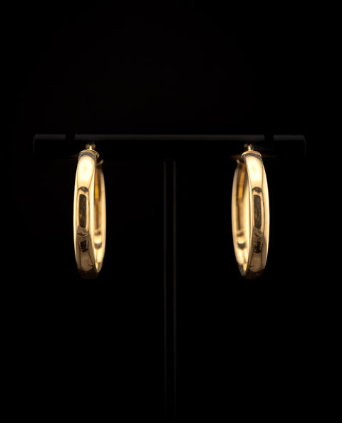 14K Yellow Gold Textured Hoop Earrings (3.3g) - 992