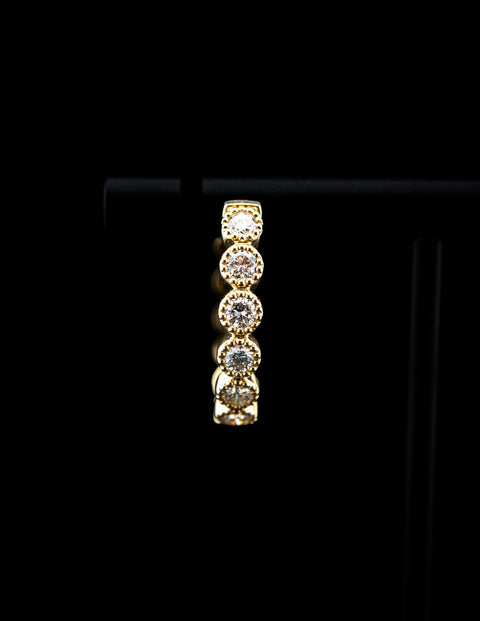14K Yellow Gold Mini Diamond Fancy Hoop Earrings – 1.00 CTW – 1 Inch – 9g