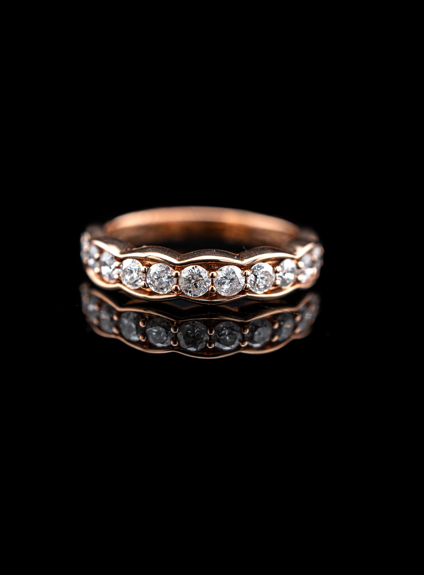 10K Rose Gold Natural Diamond Pave Band – 1.00 CTW – Size 6 – 3.8g
