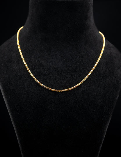 18K Yellow Gold Venetian Box Chain Necklace – 18” – 21.5g