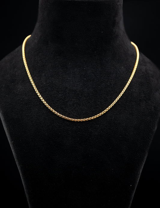 18K Yellow Gold Venetian Box Chain Necklace – 18” – 21.5g