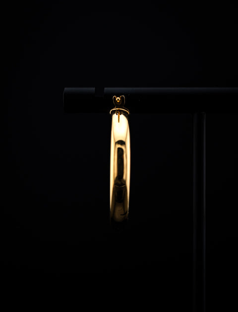 14K Yellow Gold Textured Hoop Earrings (3.3g) - 992