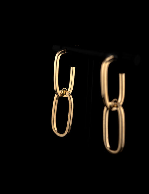 14K Yellow Gold Link Hoop Earrings (3g) - 900