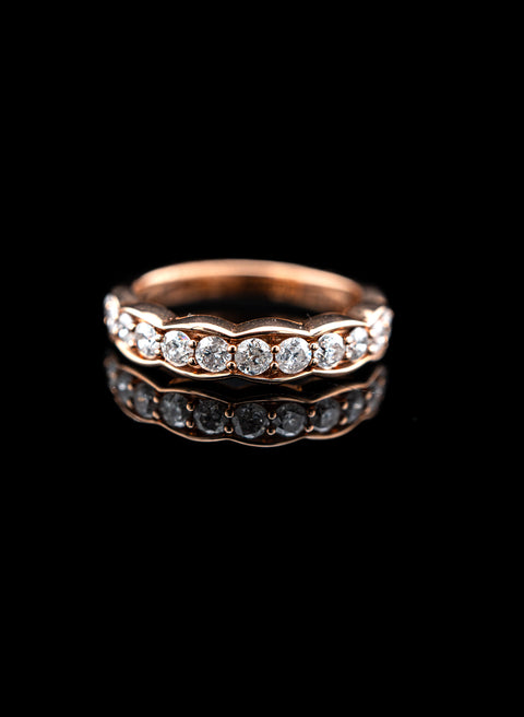 10K Rose Gold Natural Diamond Pave Band – 1.00 CTW – Size 6 – 3.8g