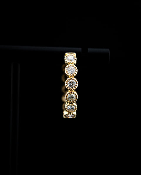 14K Yellow Gold Mini Diamond Fancy Hoop Earrings – 1.00 CTW – 1 Inch – 9g