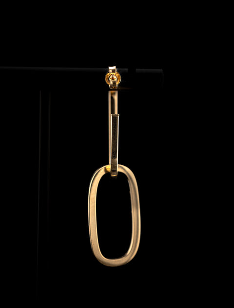 14K Yellow Gold Link Hoop Earrings (3g) - 900