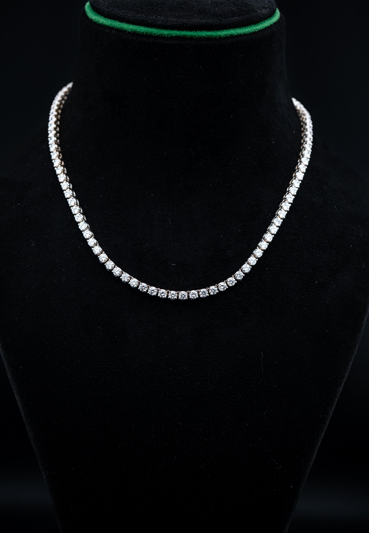 18K White Gold Lab Diamond Tennis Chain Necklace – 15.93 CTW VVS2 D-F, 3.5mm, 16.5”