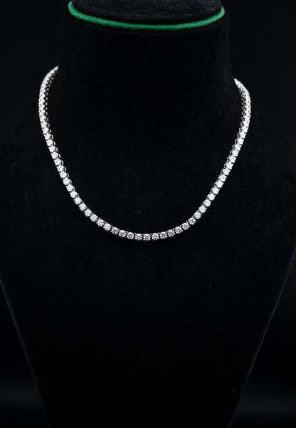 18K White Gold Lab Diamond Tennis Chain Necklace – 15.93 CTW VVS2 D-F, 3.5mm, 16.5”