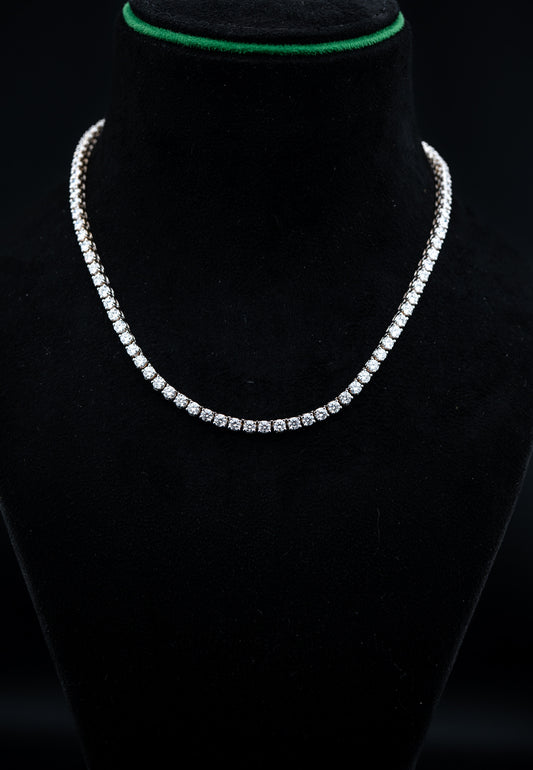 18K White Gold Lab Diamond Tennis Chain Necklace – 15.93 CTW VVS2 D-F, 3.5mm, 16.5”