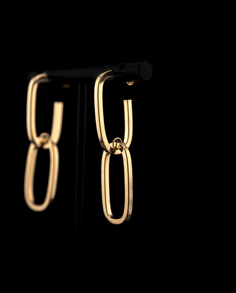14K Yellow Gold Link Hoop Earrings (3g) - 900