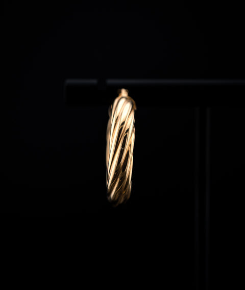 14K Yellow Gold Twisted Hoop Earrings 3.5g - 789