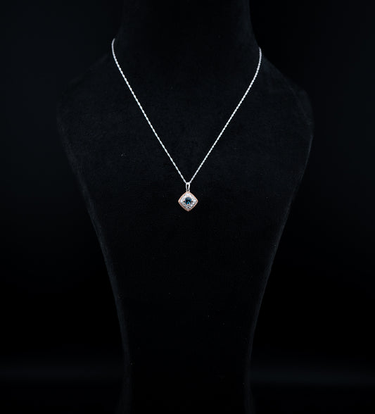14K White & Rose Gold Two-Tone Blue Topaz Pendant Necklace – 0.50ctw