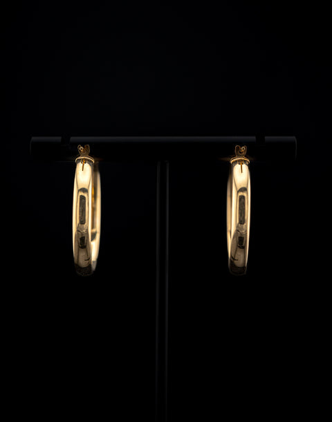 14K Yellow Gold Textured Hoop Earrings (3.3g) - 992