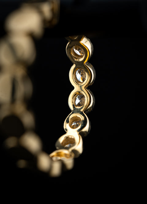 14K Yellow Gold Mini Diamond Fancy Hoop Earrings – 1.00 CTW – 1 Inch – 9g