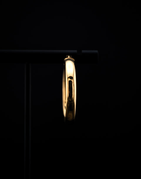 14K Yellow Gold Textured Hoop Earrings (3.3g) - 992