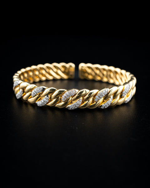 18K Yellow Gold Diamond Cuff Bracelet – 0.70 CTW – 33.4g