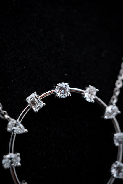 14K White Gold Lab Diamond Round Scatter Necklace – 1.80 CTW – VS Clarity, D–F Color