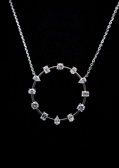 14K White Gold Lab Diamond Round Scatter Necklace – 1.80 CTW – VS Clarity, D–F Color