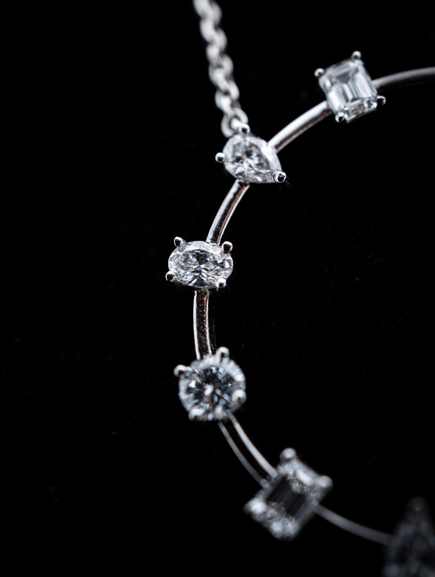 14K White Gold Lab Diamond Round Scatter Necklace – 1.80 CTW – VS Clarity, D–F Color