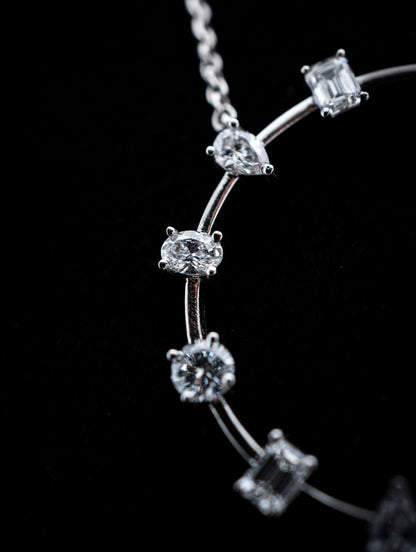 14K White Gold Lab Diamond Round Scatter Necklace – 1.80 CTW – VS Clarity, D–F Color