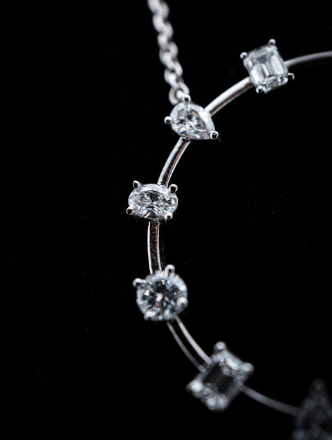 14K White Gold Lab Diamond Round Scatter Necklace – 1.80 CTW – VS Clarity, D–F Color