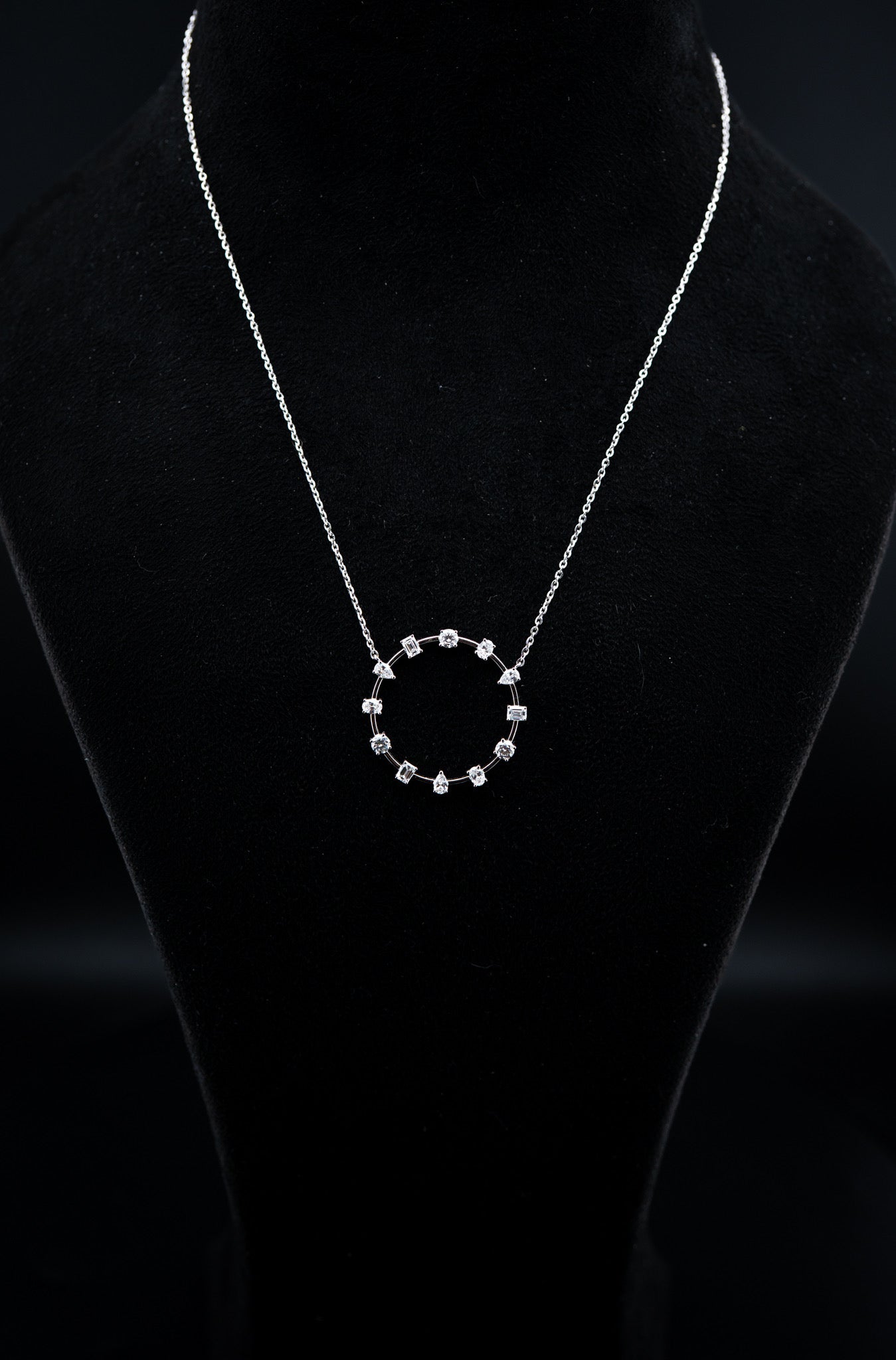 14K White Gold Lab Diamond Round Scatter Necklace – 1.80 CTW – VS Clarity, D–F Color