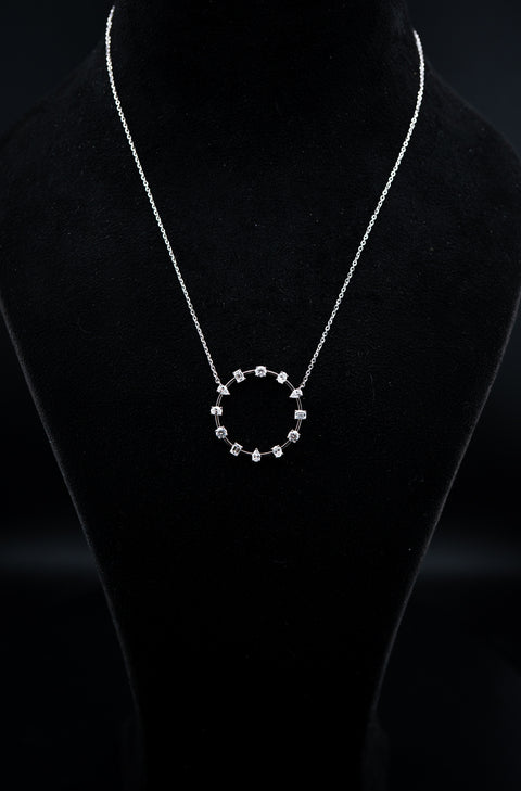 14K White Gold Lab Diamond Round Scatter Necklace – 1.80 CTW – VS Clarity, D–F Color