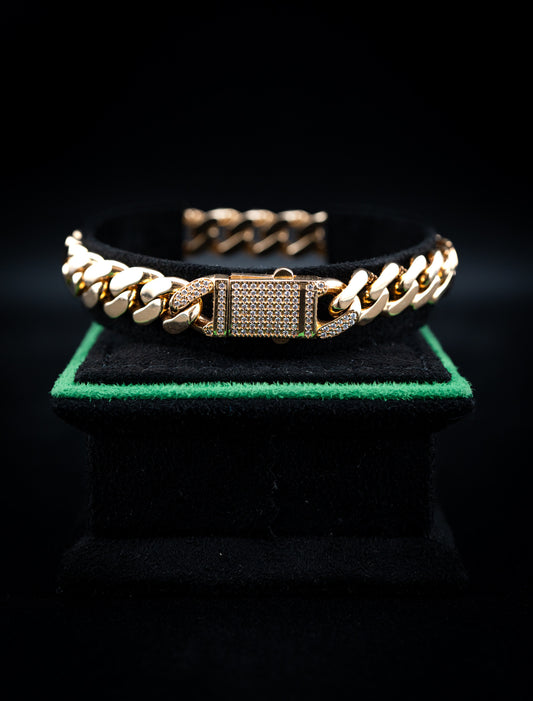 14K Yellow Gold Cuban Link Bracelet – Lab Diamond Clasp – 8" – 20g – 0.67ctw