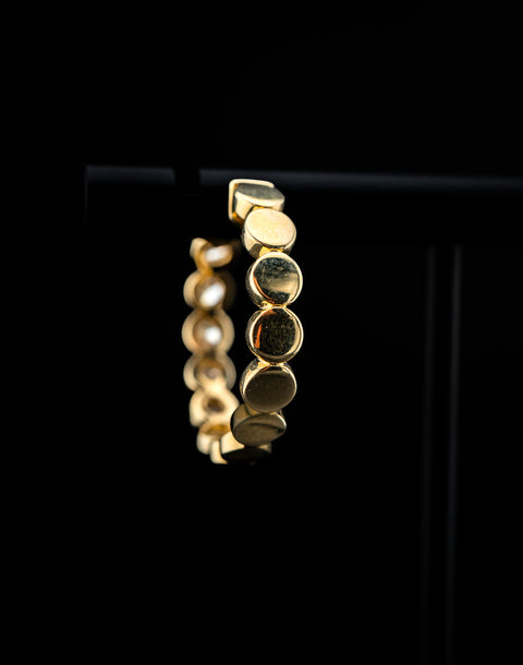 14K Yellow Gold Mini Diamond Fancy Hoop Earrings – 1.00 CTW – 1 Inch – 9g