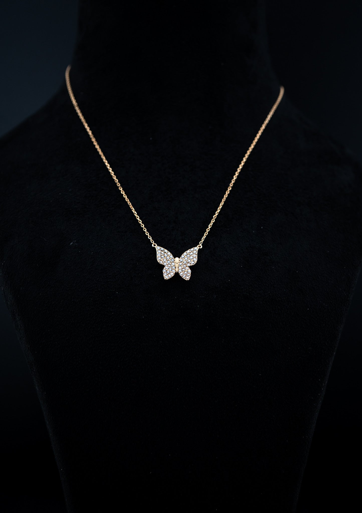14K Yellow Gold Diamond Pavé Butterfly Pendant Set – 1.19ctw