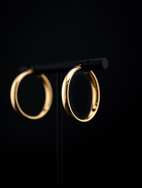14K Yellow Gold Textured Hoop Earrings (3.3g) - 992