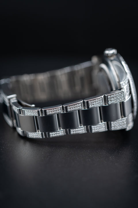 Rolex Datejust 41 – Custom Ice Blue Dial & Diamond-Set Oyster Bracelet (Watch Only)
