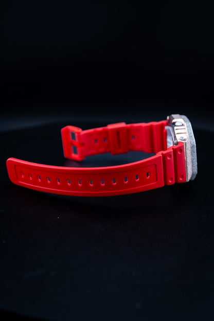 Iced Out Two-Tone G-Shock – Red Strap & Red Dial