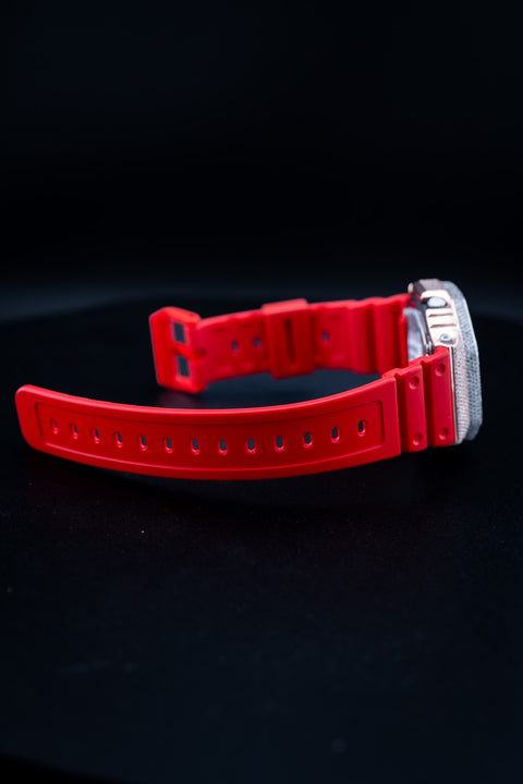 Iced Out Two-Tone G-Shock – Red Strap & Red Dial