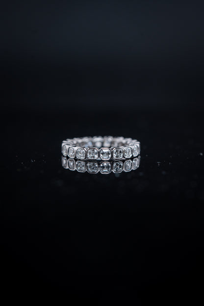 10K White Gold Asscher Cut Lab Diamond Eternity Band – 2.30 CTW – Size 6