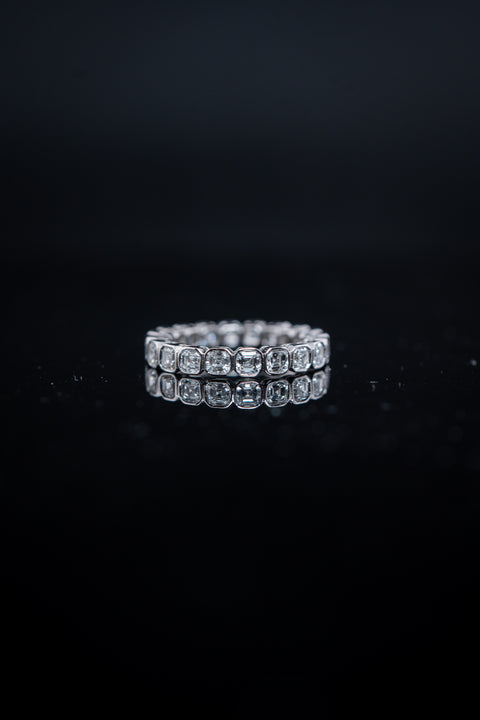 10K White Gold Asscher Cut Lab Diamond Eternity Band – 2.30 CTW – Size 6
