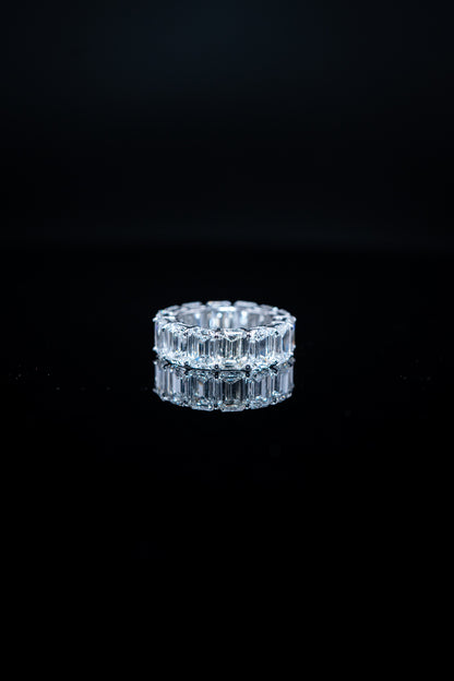 14K White Gold Lab Diamond Emerald Cut Eternity Band – 14.86 CTW – Size 6.5
