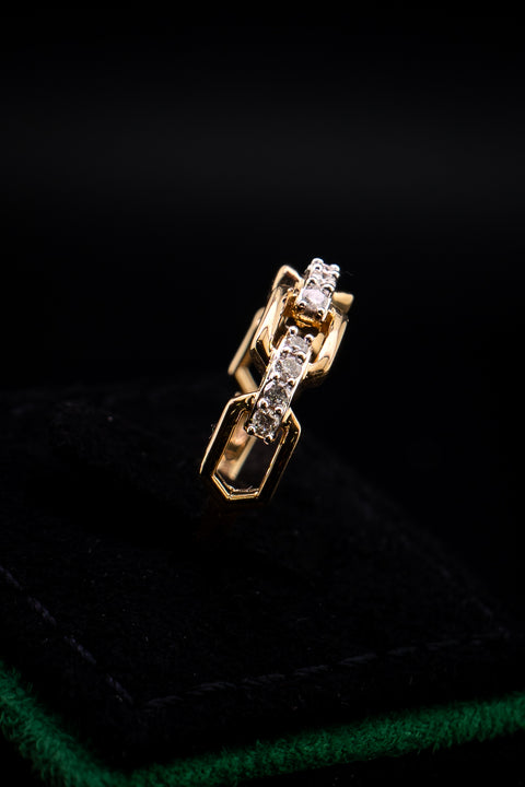 10K Yellow Gold Chain Link Diamond Ring Size 7