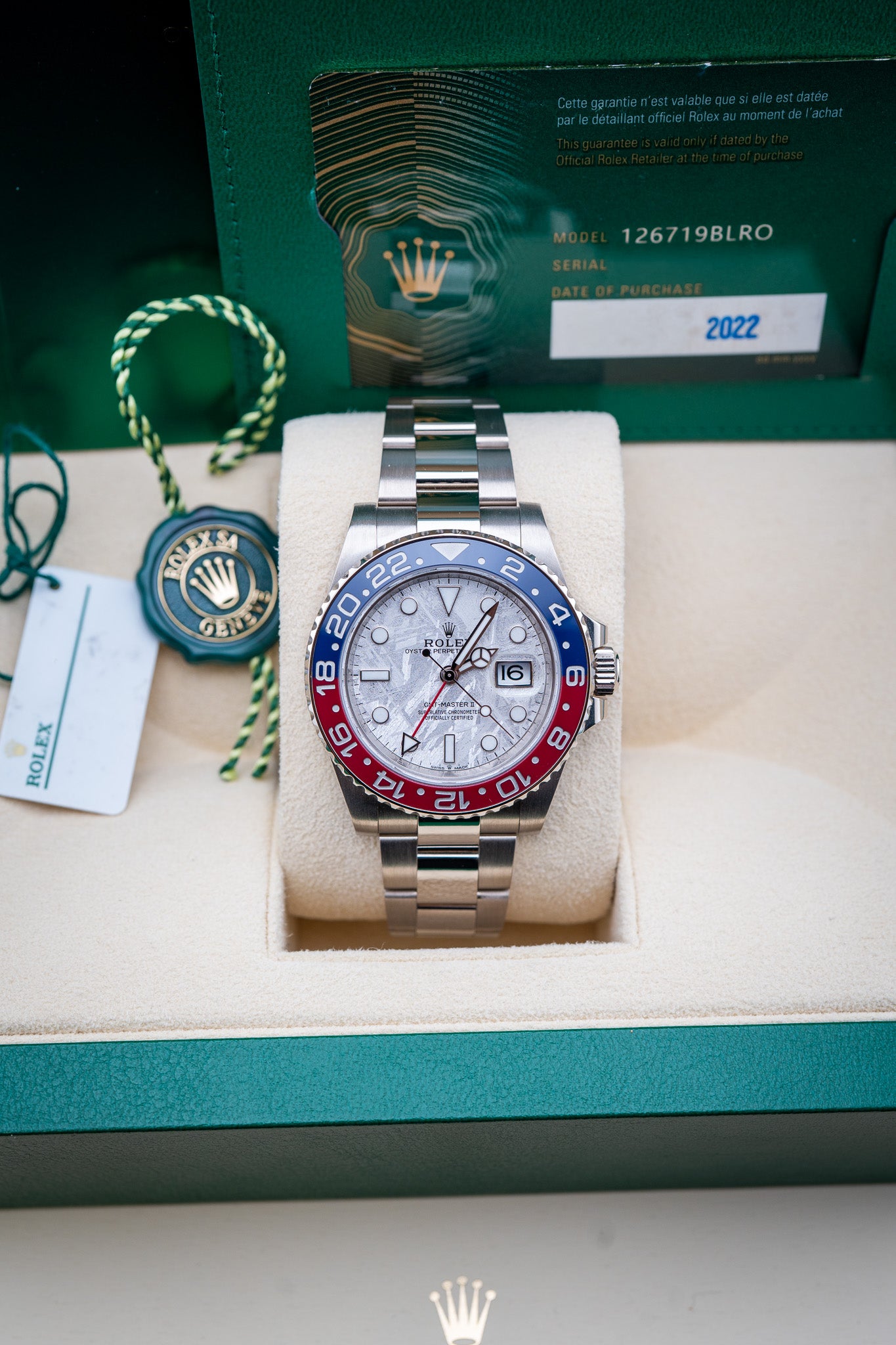 2022 Rolex GMT-Master II “Meteorite Pepsi” – White Gold – Ref. 126719BLRO – Mint Pre-Owned Complete Set