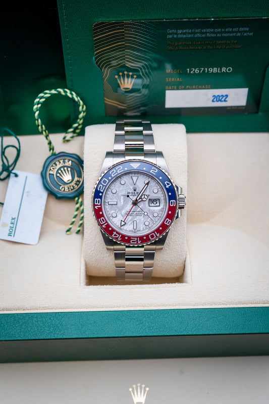 2022 Rolex GMT-Master II “Meteorite Pepsi” – White Gold – Ref. 126719BLRO – Mint Pre-Owned Complete Set