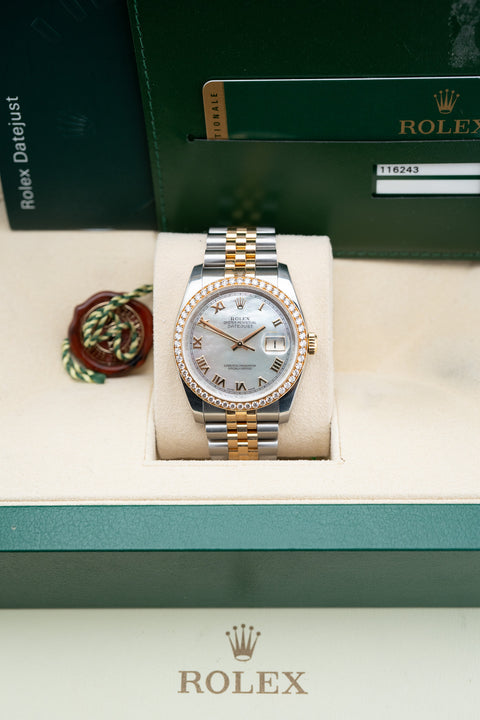 2012 Rolex Datejust 36 – Two-Tone Yellow Gold – Factory Mother of Pearl Dial – Complete Set