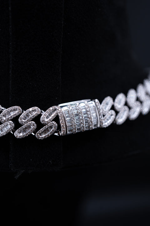 10K White Gold Men's Cuban Link Chain – 34 CTW Natural Diamonds