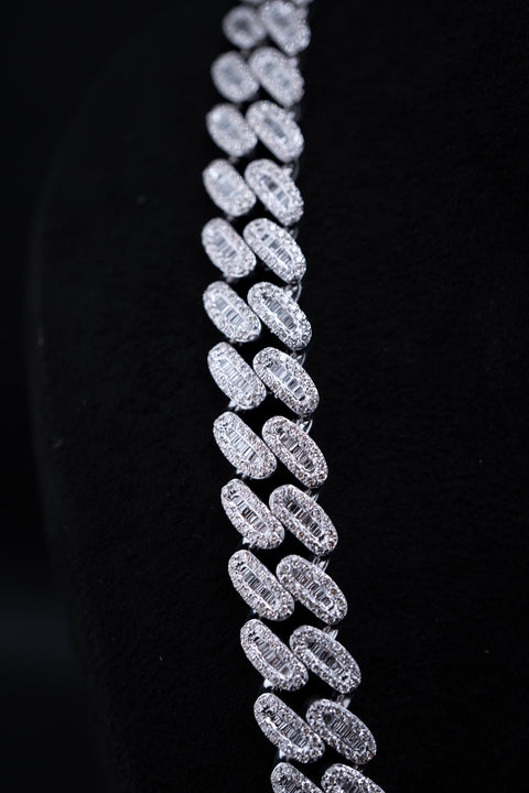 10K White Gold Men's Cuban Link Chain – 34 CTW Natural Diamonds