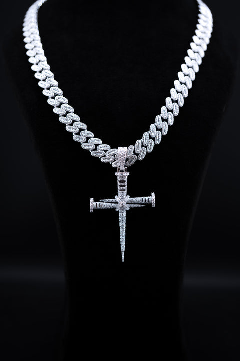 10K White Gold Men's Cuban Link Chain – 34 CTW Natural Diamonds