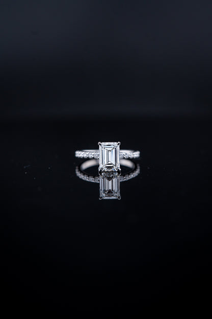 14K White Gold Lab Diamond Emerald Cut Ring – 2.51 CTW – Size 7