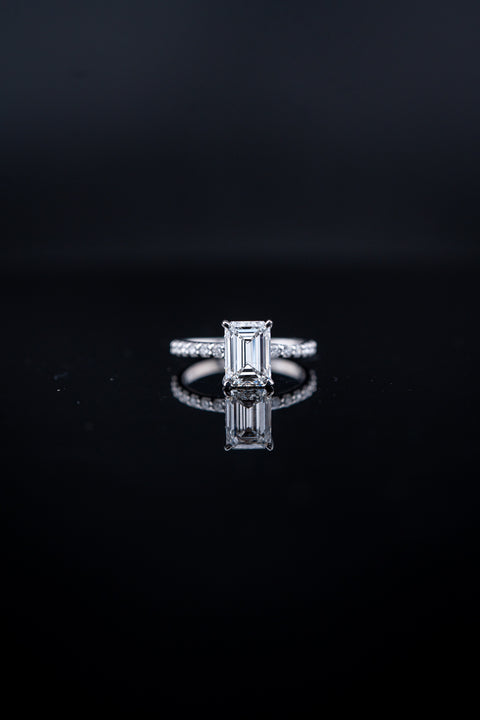 14K White Gold Lab Diamond Emerald Cut Ring – 2.51 CTW – Size 7