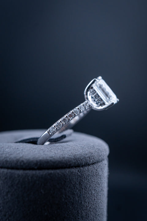 14K White Gold Lab Diamond Emerald Cut Ring – 2.51 CTW – Size 7