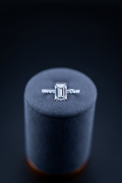 14K White Gold Lab Diamond Emerald Cut Ring – 2.51 CTW – Size 7